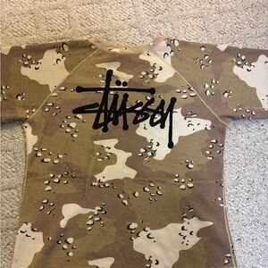 Stussy Desert Camo Long Sleeve Tee in Tan, Cream, Brown